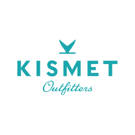 Kismet Outfitters logo with a stylized bird icon above the brand name in teal.